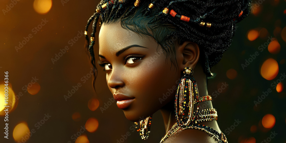 A woman with long hair and gold earrings A woman with long hair and gold earrings