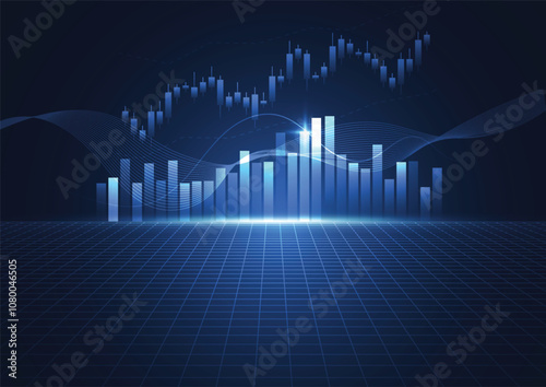 Business candle stick graph chart of stock market investment trading on white background design. Bullish point, Trend of graph. Vector illustration