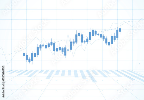 Business candle stick graph chart of stock market investment trading on white background design. Bullish point, Trend of graph. Vector illustration