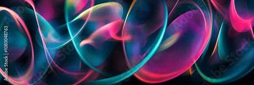 Soft, blurry circles in neon colors like blue, pink, and green on a dark background, creating a vibrant and modern effect.