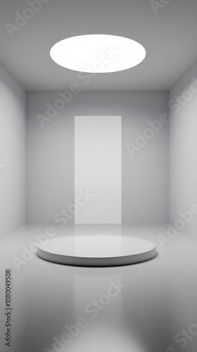 Sci Fi Futuristic Podium. Futuristic Stage neon. 3D rendering. Cyberpunk podium. Futuristic technology podium. tech podium
