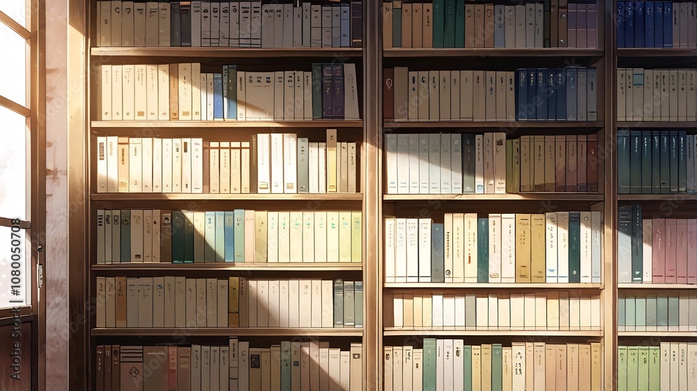 Wallpaper Classic Bookshelf Anime watercolor Style art Wallpaper Classic Bookshelf Anime watercolor Style art