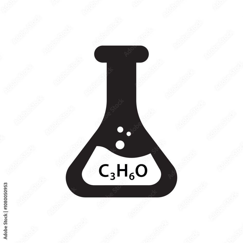 Laboratory glass with C3H6O icon Laboratory glass with C3H6O icon