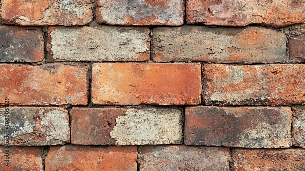 Weathered Red Brick Wall With Mortar Weathered Red Brick Wall With Mortar
