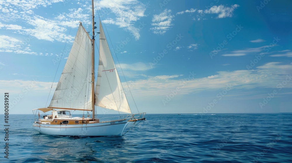 Fototapeta premium Tranquil Sailing Experience on Clear Blue Waters