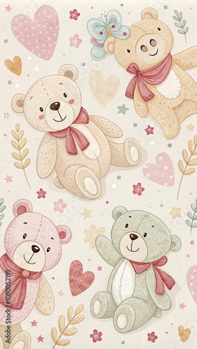 seamless pattern with teddy bears