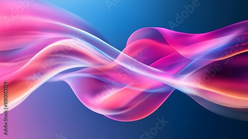 Abstract waves of fluid digital light moving in and out of frame in vibrant colors