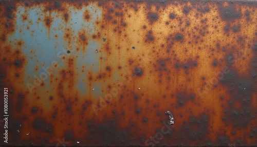  Rusting metal surface with orange and blue hues