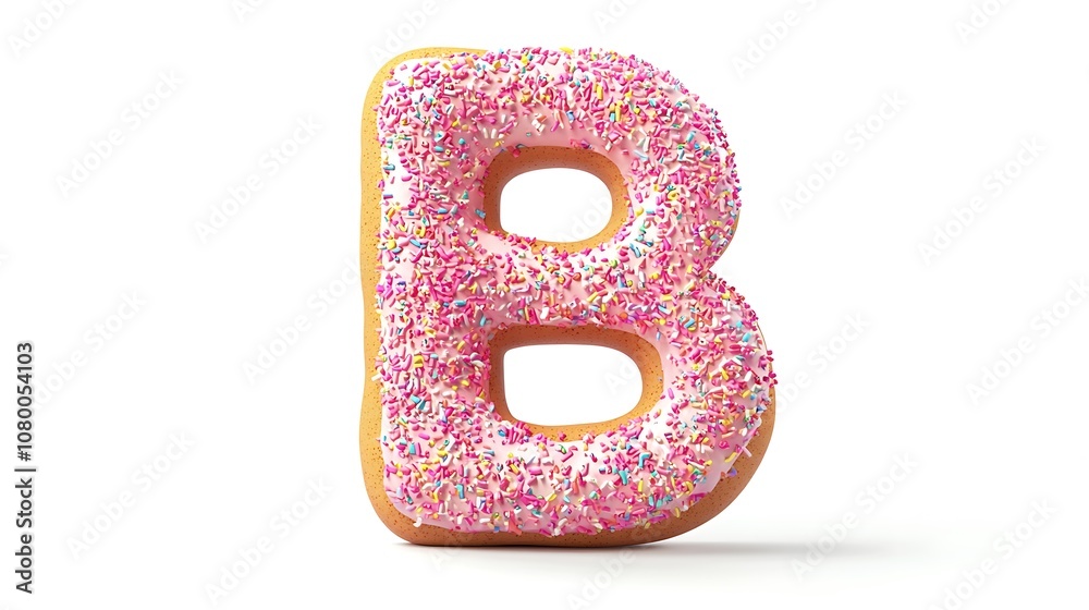 Letter B 3D donut alphabet on white background Letter B 3D donut alphabet on white background