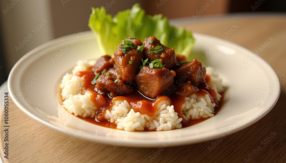 Delicious Asianinspired meal with beef and rice Delicious Asianinspired meal with beef and rice