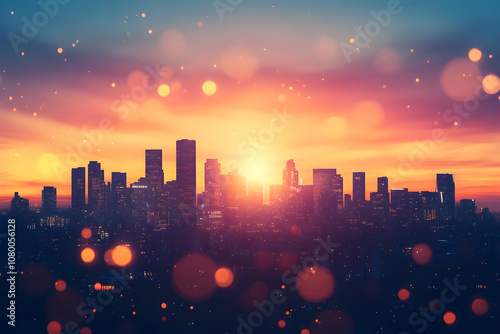 A dynamic urban background showcasing a city skyline photo