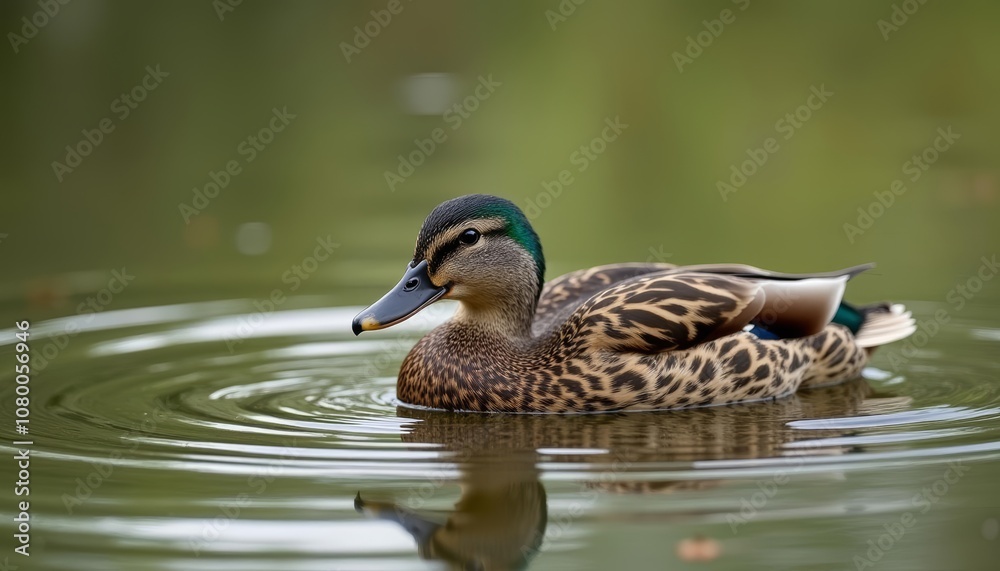 Peaceful moment in nature A duck gliding on a pond Peaceful moment in nature A duck gliding on a pond