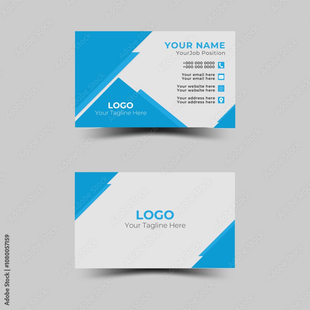 Simple and Clean Business Card Template, Business card design template, Clean professional business card template, visiting card. 