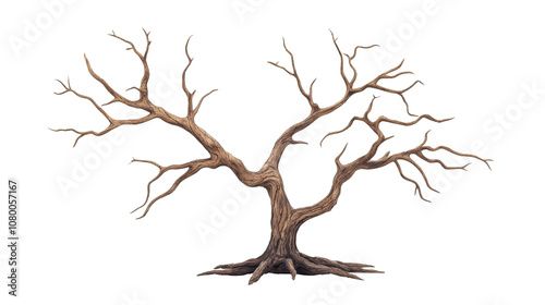 Explore the unique beauty of a gnarled tree silhouette against a transparent background