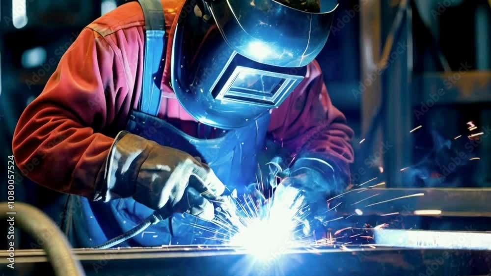 Portrait of a welder at work in factory Portrait of a welder at work in factory