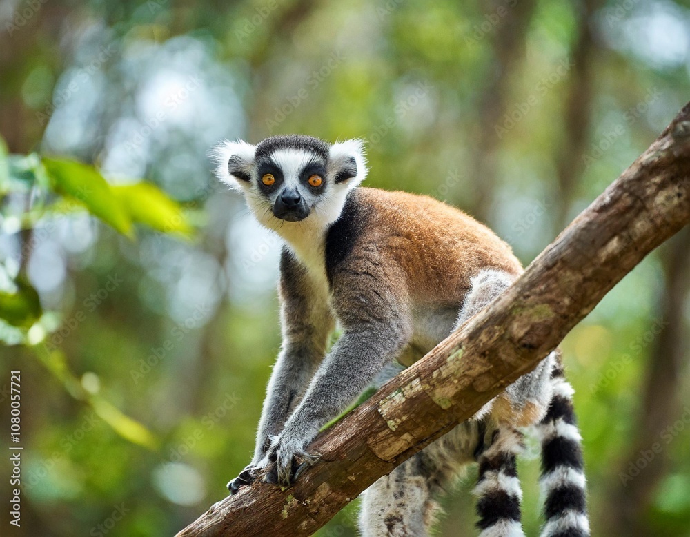 Fototapeta premium The Rich Biodiversity of Madagascar’s Rainforests, Home to Unique Wildlife Species Such as Lemurs, Chameleons, and Baobab Trees