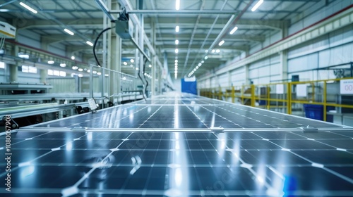 Solar Panel Production Line in Modern Factory