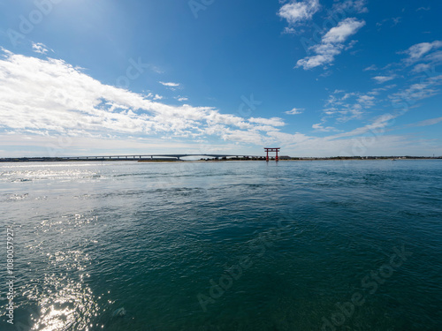 弁天島から見る浜名湖と鳥居の風景 photo