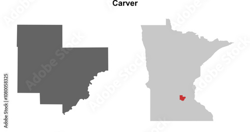 Carver County (Minnesota) blank outline map set