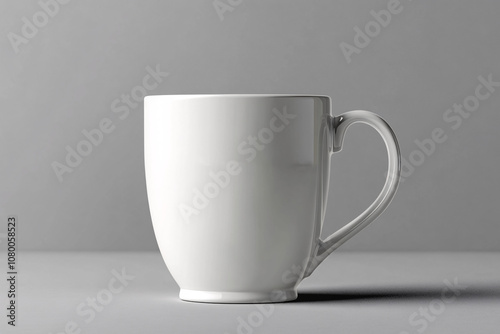 White Ceramic Mug Mockup Isolated on Grey Background photo