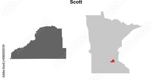 Scott County (Minnesota) blank outline map set