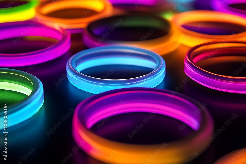 Abstract glowing circular shapes on black Abstract glowing circular shapes on black