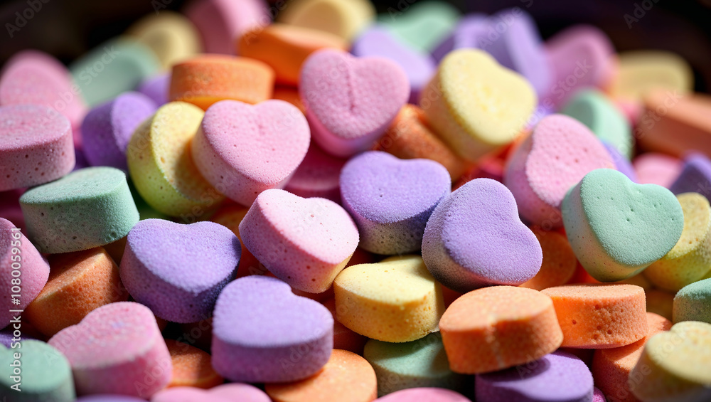 Pile of candy hearts in a bowl Pile of candy hearts in a bowl