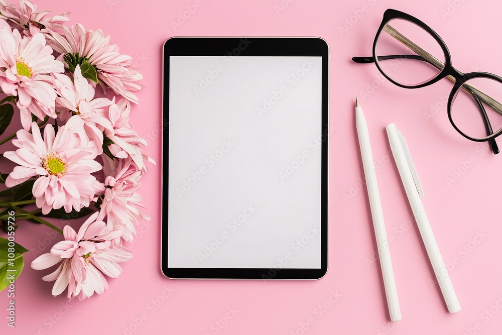 Minimalistic e-commerce platform mockup on a tablet screen, with neutral background colors and generous copyspace for promotional elements Minimalistic e-commerce platform mockup on a tablet screen, with neutral background colors and generous copyspace for promotional elements