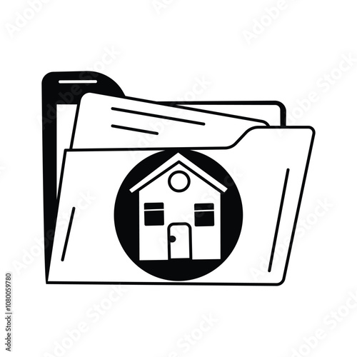 Folder with a house icon, representing property records or files