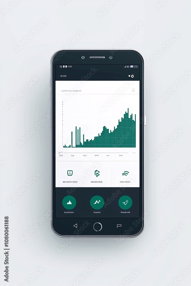 Interactive smartphone mockup with advertising-focused app interface, set on a plain, gray background Interactive smartphone mockup with advertising-focused app interface, set on a plain, gray background