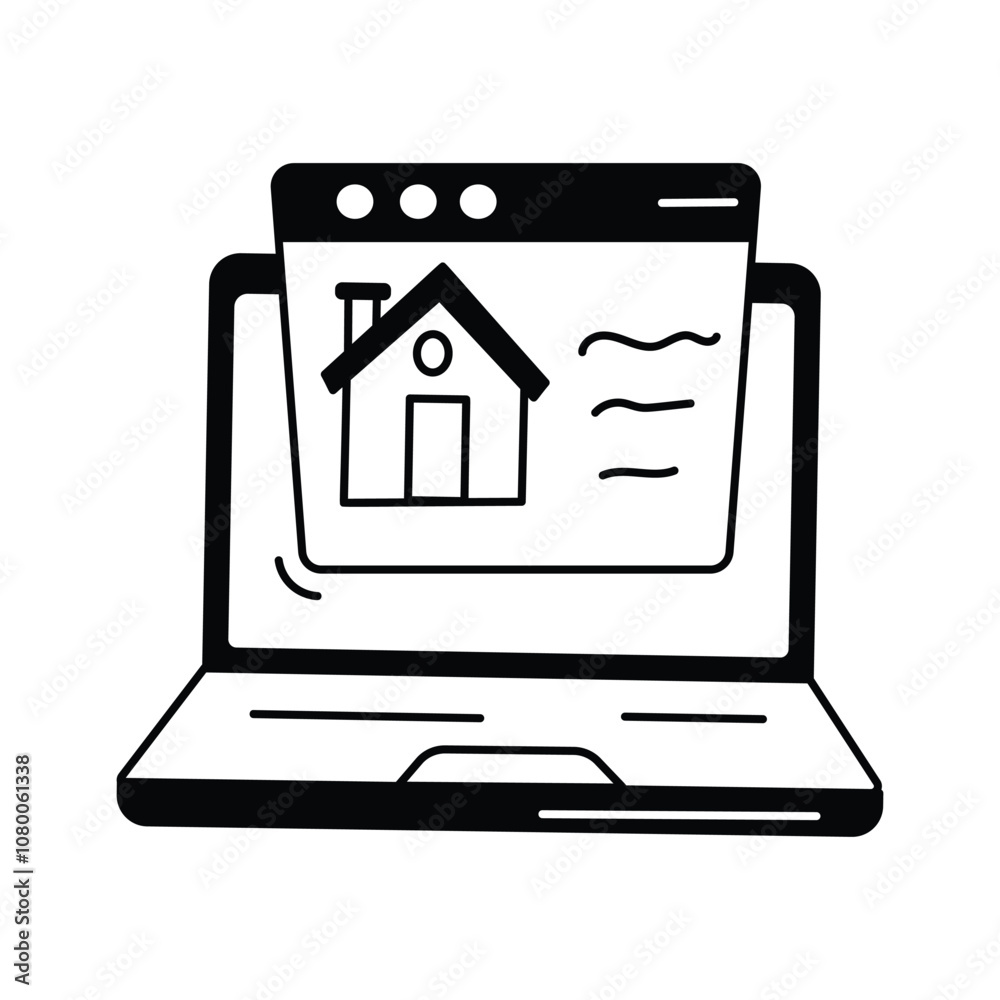 Laptop showing an online real estate listing Laptop showing an online real estate listing