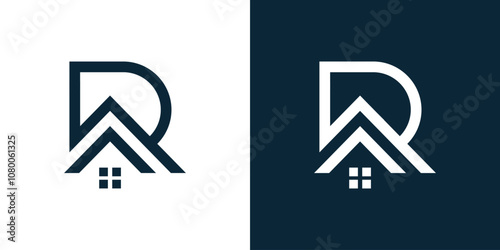 Logo design of R for construction, home, real estate, building, property.re