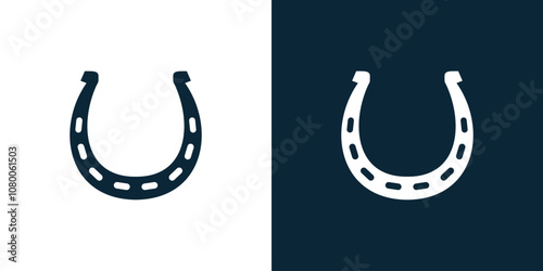 Horse shoe logo white and dark background
