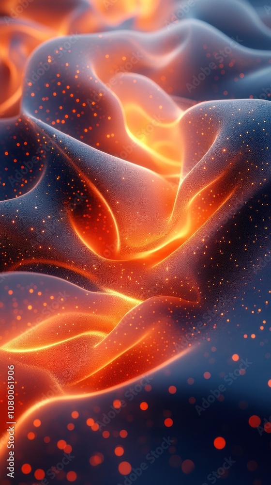 Fototapeta premium Abstract glowing waves with vibrant orange and blue colors.