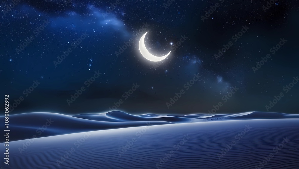 Celestial Harmony: Moonlit Sand Dunes Beneath an Infinite Starry Sky Celestial Harmony: Moonlit Sand Dunes Beneath an Infinite Starry Sky