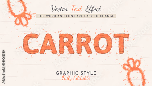 Watercolor Carrot Text Effect, Graphic Style. Vector Mockup and Template. Slogan and Brand Company.