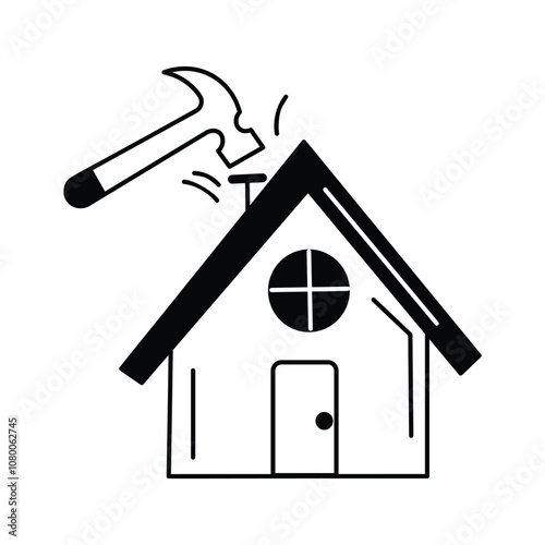Icon with hammer symbolizing home improvement