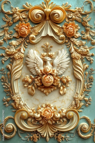 Baroque, Barocco Ornate Marble Ceiling Non-Linear Reformation Design with Intricate Accents Depicting Classic Elegance and Architectural Beauty