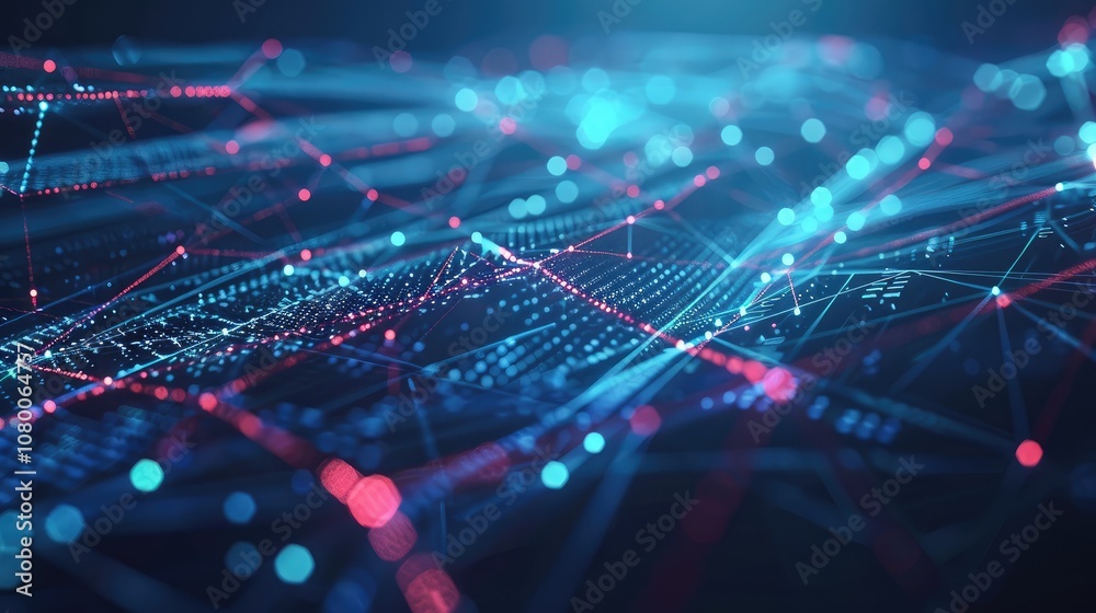 Futuristic Digital Network Connections and Data Points Futuristic Digital Network Connections and Data Points