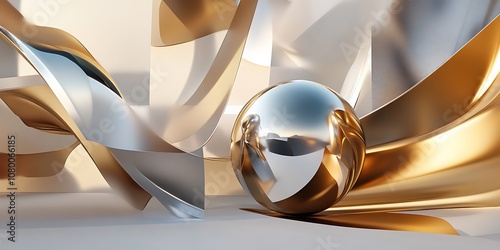 Fototapeta Naklejka Na Ścianę i Meble -  Abstract gold and silver geometric shapes