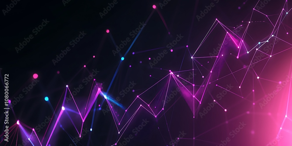 Dark gradient background with glowing upward trend lines. Dark gradient background with glowing upward trend lines.