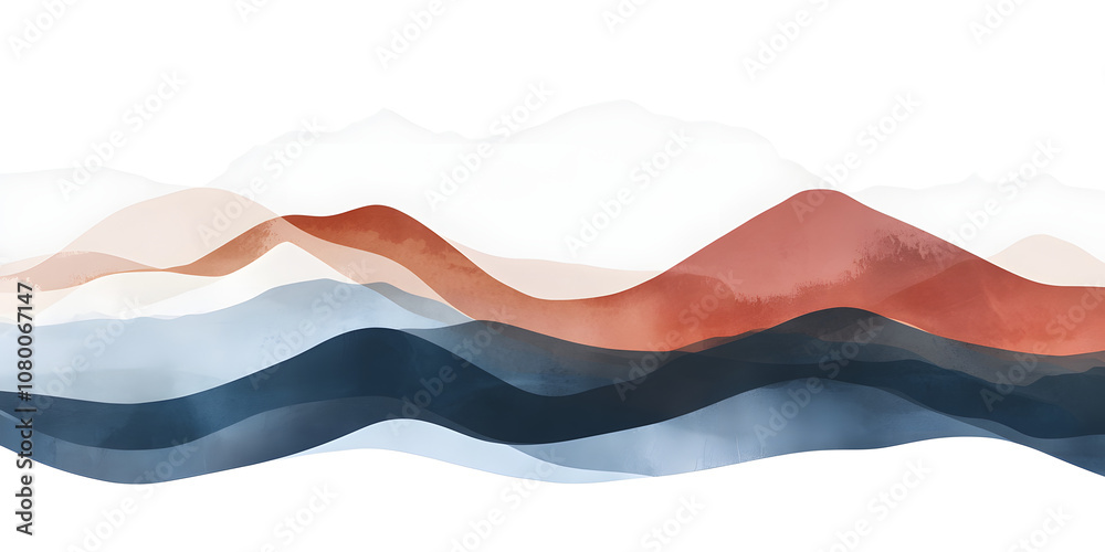 Naklejka premium Advanced Chinese abstract landscape painting, modern abstract ink painting, watercolor, art, design, artwork, wallpaper, background, poster, commercial, advertising, marketing, zen