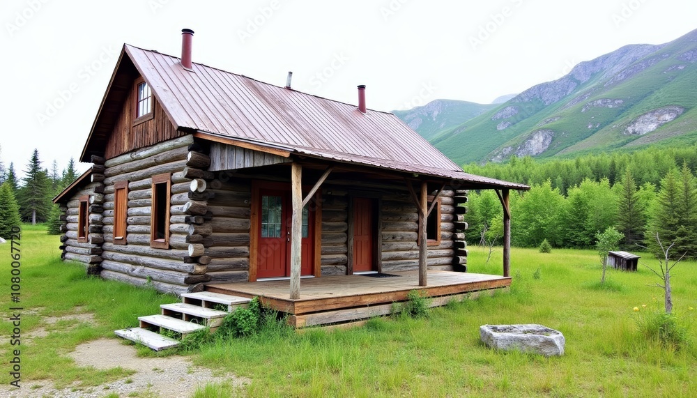Fototapeta premium Cozy Cabin in the Wilderness