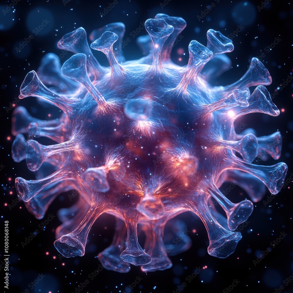 Obraz premium Close-up of bacteria and viruses under microscope, 3d illustration of science concept
