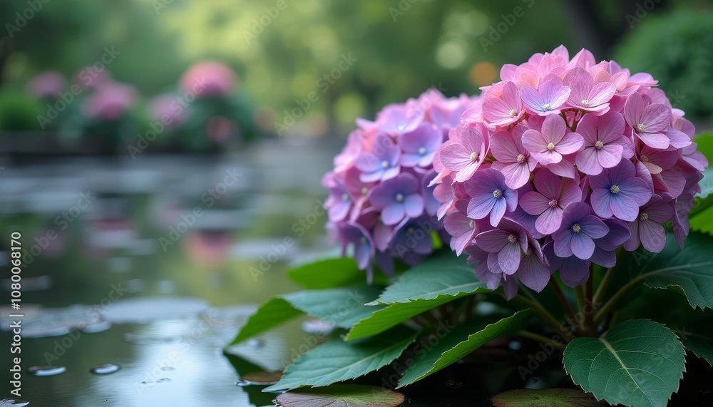 Enchanting blossoms in a serene garden setting Enchanting blossoms in a serene garden setting