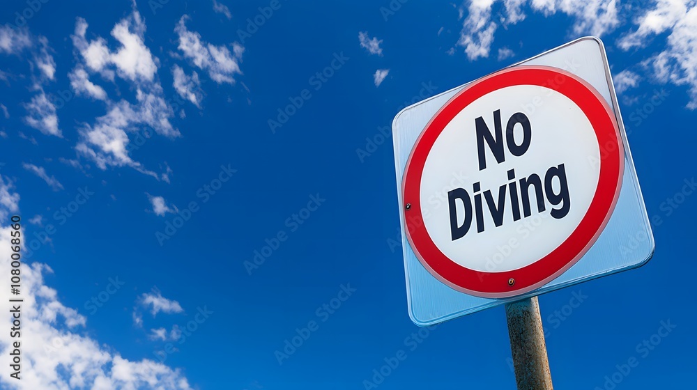 Swimming pool warning sign placed near the edge of a pool, emphasizing safety and caution for swimmers, ensuring a secure aquatic environment. Swimming pool warning sign placed near the edge of a pool, emphasizing safety and caution for swimmers, ensuring a secure aquatic environment.