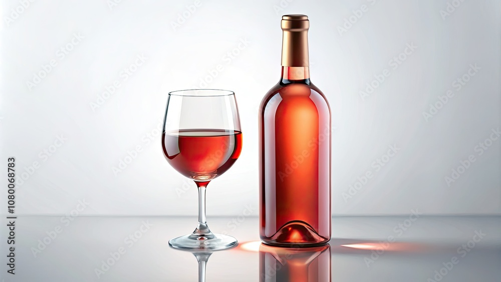 A stylish isometric vector icon of a transparent pink rosé wine bottle featuring a tilt-shift effect, ideal for elegant beverage design and promotional use. A stylish isometric vector icon of a transparent pink rosé wine bottle featuring a tilt-shift effect, ideal for elegant beverage design and promotional use.
