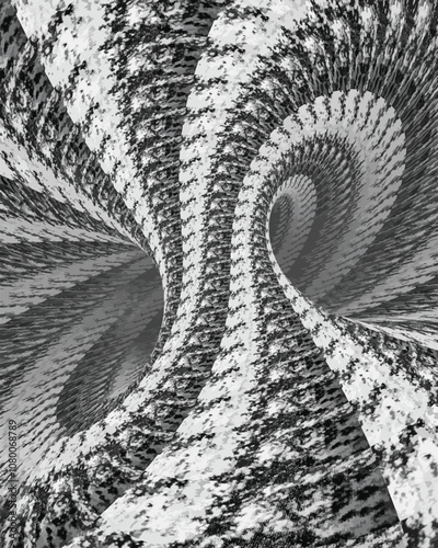 Black and white abstract rotated lines.vortex form. Geometric art. Design element. Digital image with a psychedelic stripes.Design element for prints, web, template