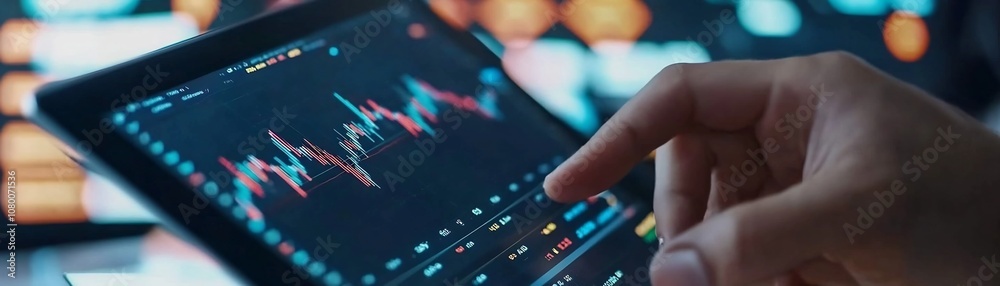 Business Hand Holding Digital Tablet Displaying Market Charts and Financial Data Business Hand Holding Digital Tablet Displaying Market Charts and Financial Data