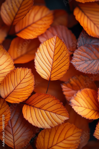 Red and orange autumn leaves background. Outdoor. Colorful backround image of fallen autumn leaves perfect for seasonal use